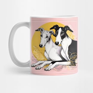 Greyhound or Galgo Dogs Line Art Mug